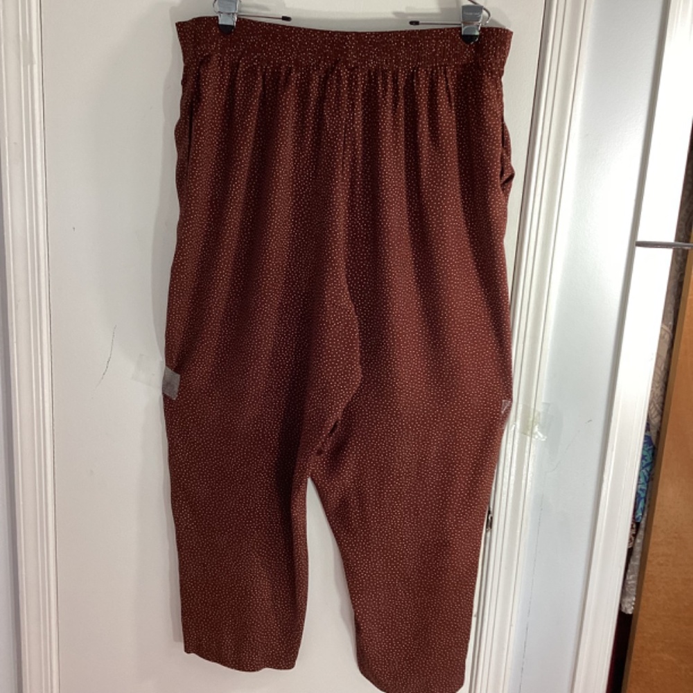 VINTAGE KENNETH MITCHELL WOMAN PLUS 24W RAYON BROWN PANTS WITH TINY POLKA DOTS - Picture 2 of 10